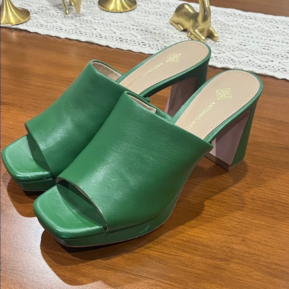 Antonio Melani Emerald Green Heeled Mules - Picture 4 of 5